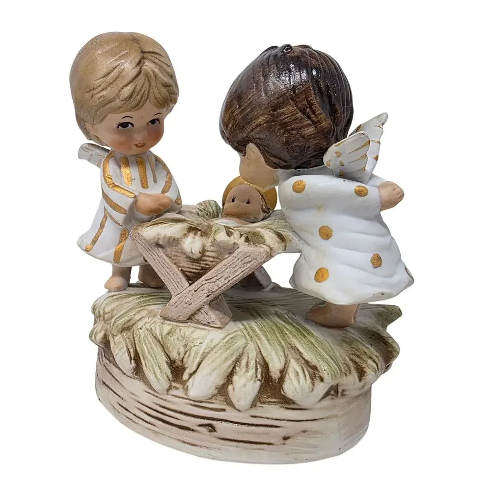 Vintage 1972 Moppets Fran Mar Nativity Music Box Japan w Original Box